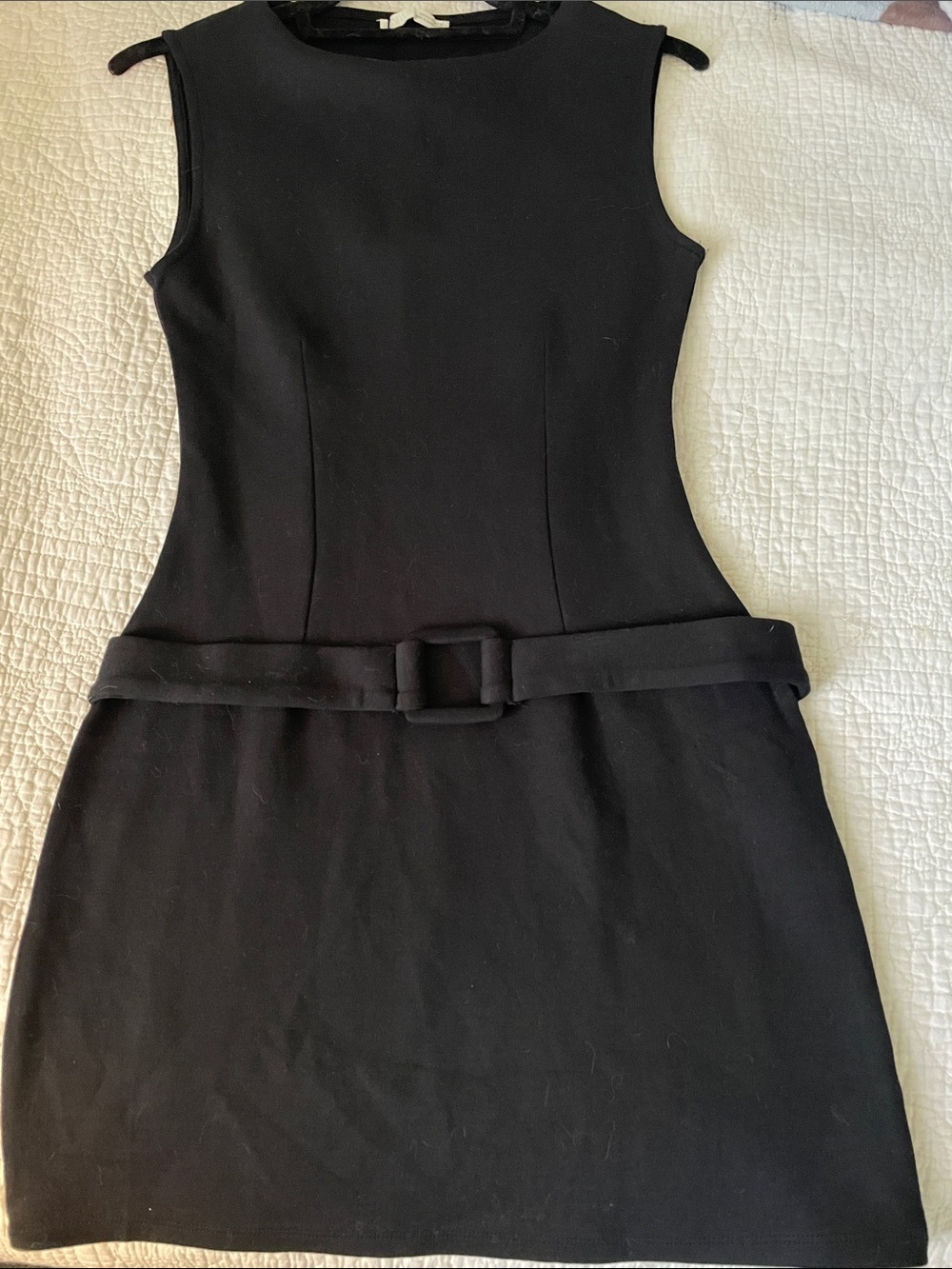 Zara Black Sleeveless Mini Dress attached belt *read* for size and condition